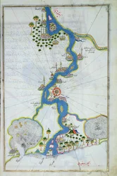 MS W.658 fol.304v Mapa del Nilo del Kitab-I Bahriye